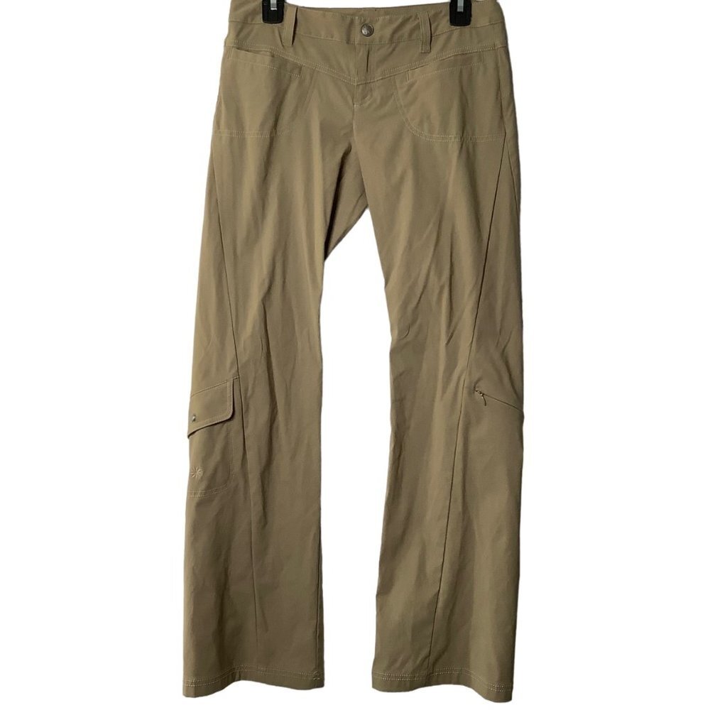 Athleta Cargo Low‎ Rise Dipper Pants Women Size 4 Nylon Blend Stretch Tan